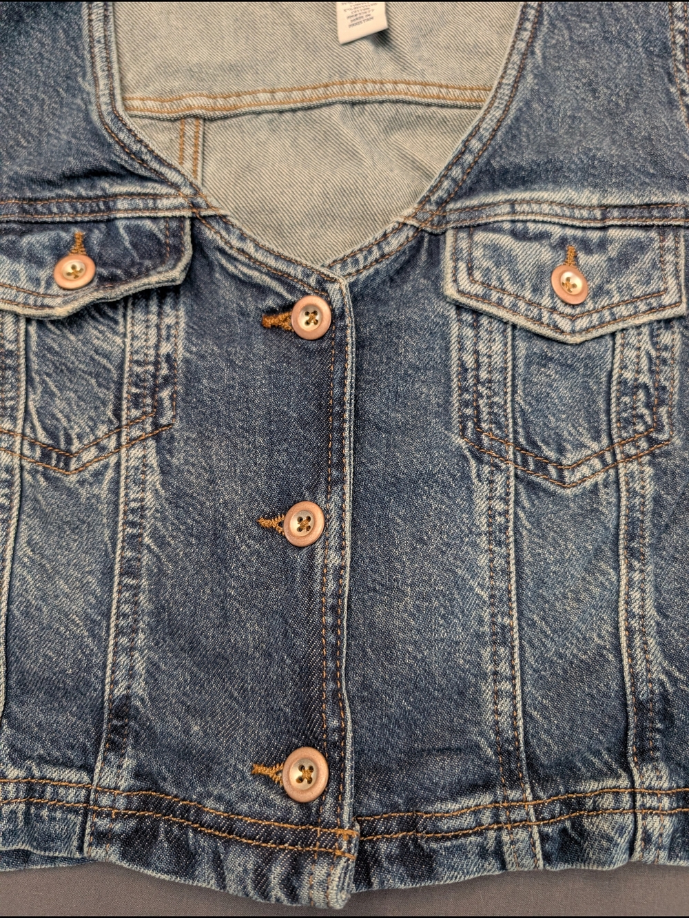 Arizona Jean Co L Denim Crop Vest NWT Blue Jean Button Front Y2K Boho 90s - Picture 3 of 7